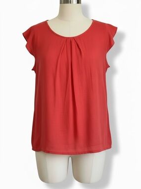 Terzo Millennio Casual Linen Top Red Italian Made Lightweight Blouse-Sz Large